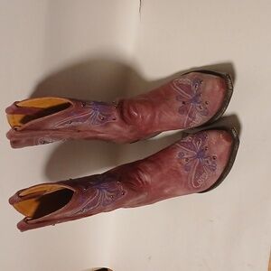 Old Gringo Cowboy Boots light plum butterfly rimestones Embelishment Size 7.5